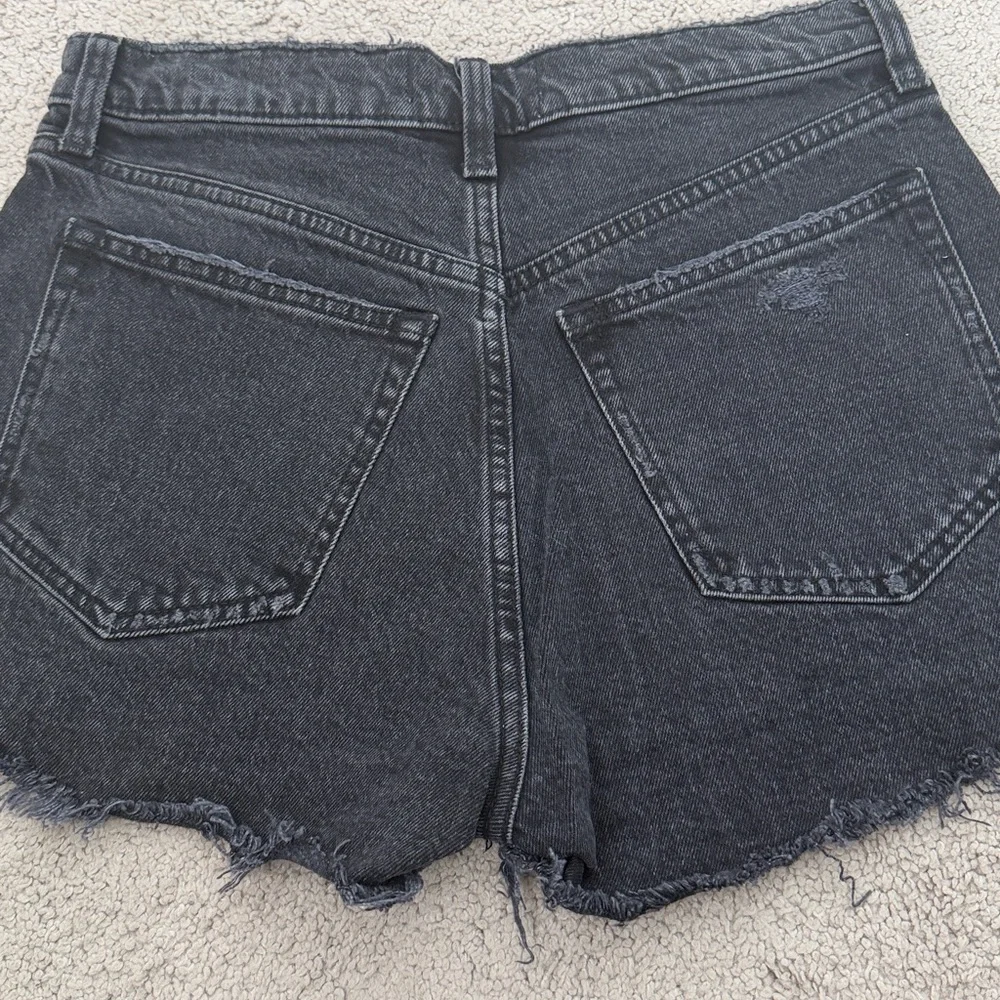 AF black denim  shorts with raw edges